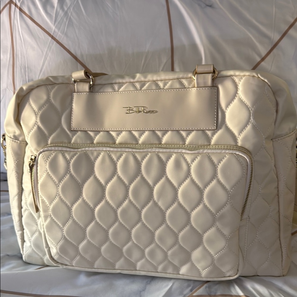 Bella Russo Cream Quilted  duffle Bag NEW